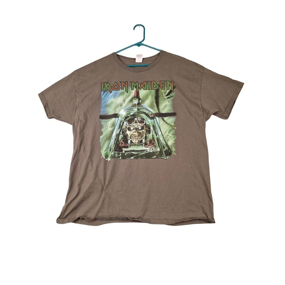 Iron Maiden Aces High Graphic T-Shirt Mens XL‎ Hanes 2022 Olive Green Band Tee